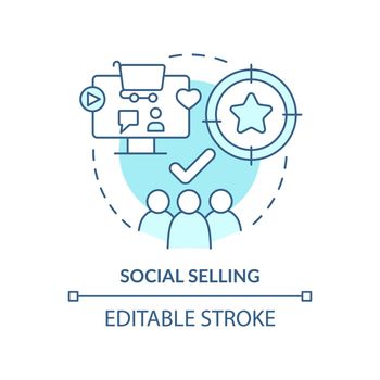 Social selling turquoise concept icon
