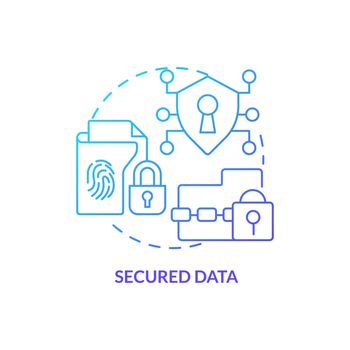 Secured data blue gradient concept icon