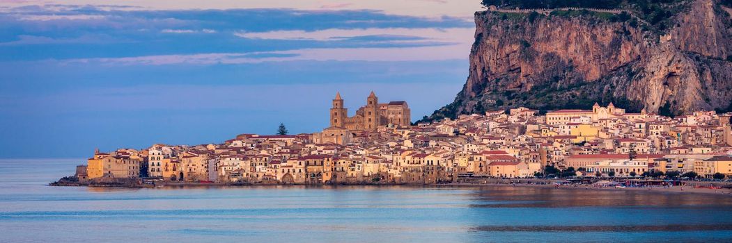 Cefalu, medieval city of Sicily island, Province of Palermo, Italy. Cefalu is city in Italian Metropolitan City of Palermo located on Tyrrhenian coast of Sicily, Italy. 