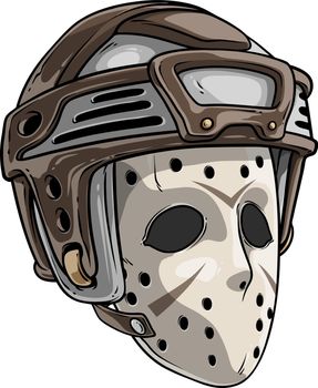 Cartoon scary goalie hockey mask with helmet
