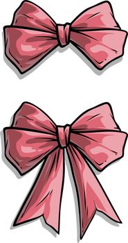 Cartoon pink holiday bow knot vector icon set