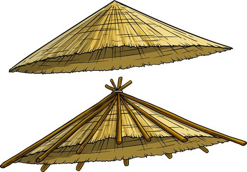 Cartoon traditional asian conical rain hat