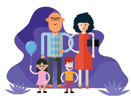 Happy parents with their children icon vector