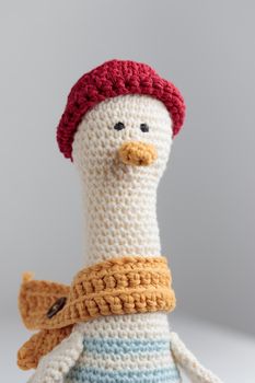 Cute handmade crochet knitted amigurumi goose