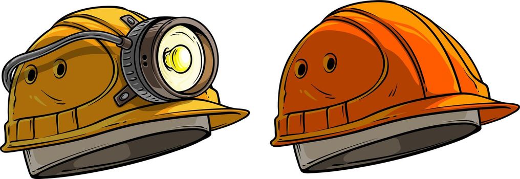 Cartoon miner protective helmet with flashlight
