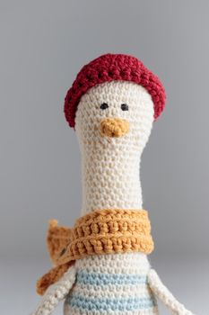 Cute handmade crochet knitted amigurumi goose