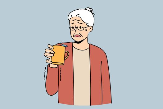 Elderly woman have symptoms of Parkinson disease