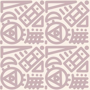 seamless pattern with abstract geometric elements hand drawn doodle style