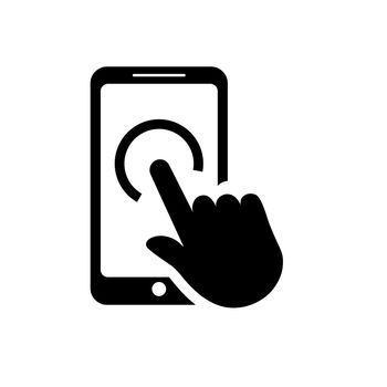 Hand touch screen smartphone icon. Click on the smartphone. Vector illustration.