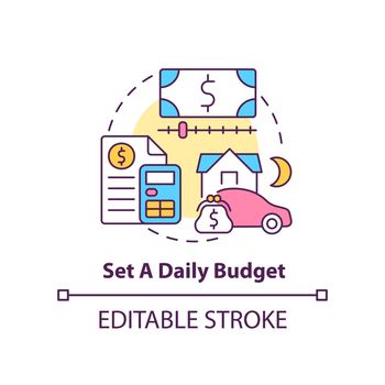 Set daily budget concept icon