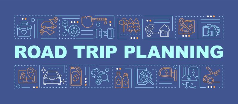 Road trip planning word concepts dark blue banner