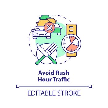Avoid rush hour traffic concept icon
