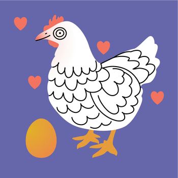Vector illustration with chicken and her egg