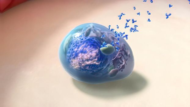 3D illustration of a virus attack on an organism