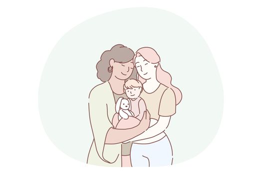 Motherhood, women generations in family concept