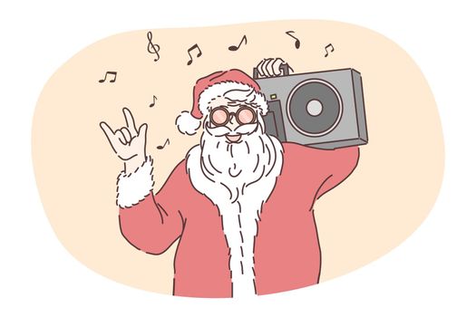 Funny Santa, celebrating Christmas and New year holidays concept