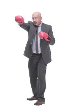 businessman in Boxing gloves. isolated on a white background.