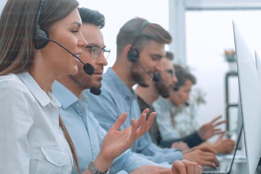 call center employee in the workplace