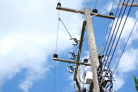electricity pole with high voltage wire for supply power