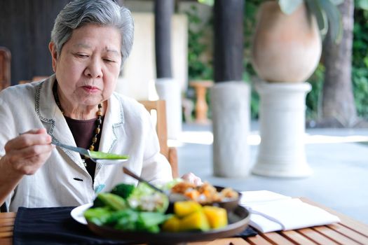 old elderly senior elder woman eating food. mature retirement lifestyle