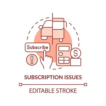 Subscription issues red concept icon