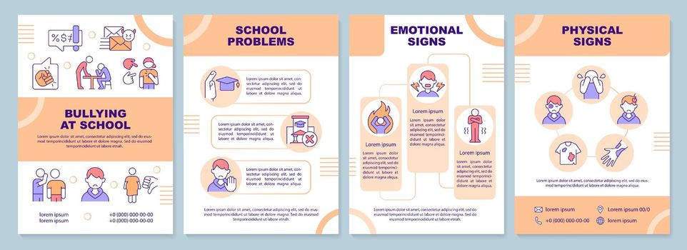Bullying at school orange brochure template