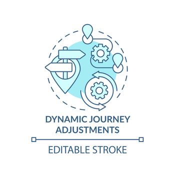 Dynamic journey adjustments turquoise concept icon