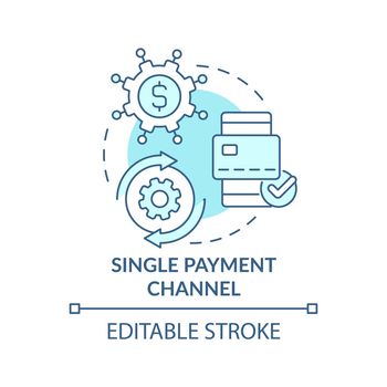 Single payment channel turquoise concept icon