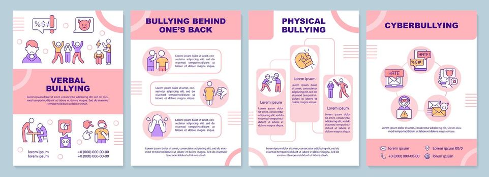 Teenage bullying pink brochure template