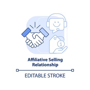Affiliative selling relationship light blue concept icon