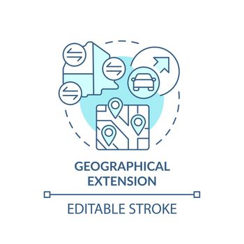Geographical extension turquoise concept icon