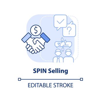 SPIN selling light blue concept icon