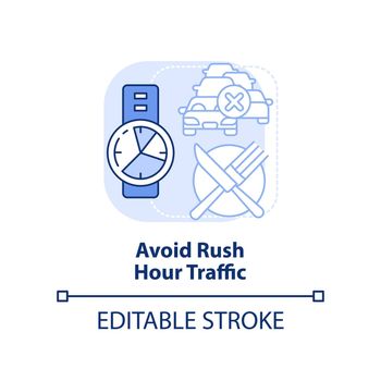 Avoid rush hour traffic light blue concept icon