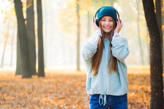 Smiling girl in headphones