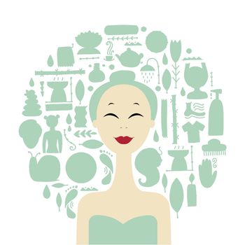 Abstract Asian Woman. Spa Salon and Relax Design Concept. Vector illustration