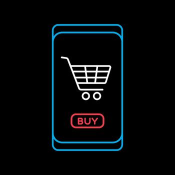 Mobile phone shopping or online shopping icon