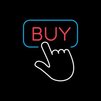 Finger pointing to buy sign icon