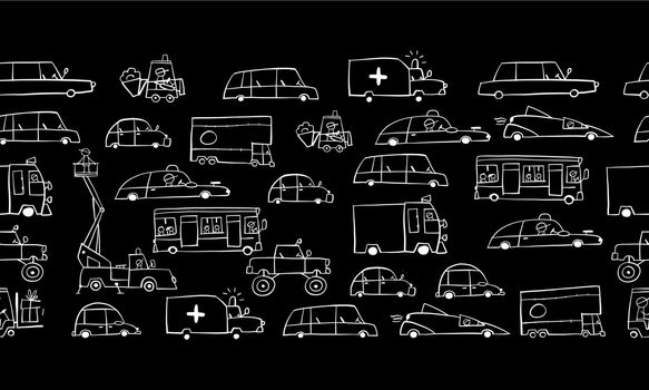 Traffic Jam. Cars on Road. Seamless Pattern for your design