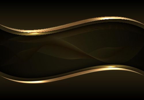 Abstract modern luxury template  black and golden wave lines on dark background