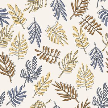 Seamless pattern for textile and wallpapers with naive hand drawn doodle leaves. Matisse style organic elements.