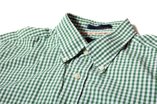 Green men's shirt with button down collar