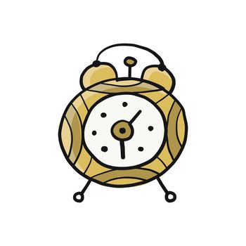 Alarm clock, sketch drawing isolated on white. Icon for your design