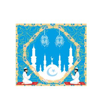 Abstract religious card - muslim man praying 