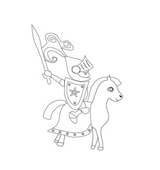 knight with sword riding on a horse 