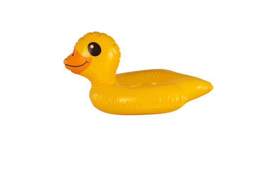 Children's inflatable circle duck on a white background. Isolate.