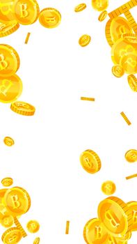 Thai baht coins falling. Amusing scattered THB coins. Thailand money. Incredible jackpot, wealth or success concept. Vector illustration.