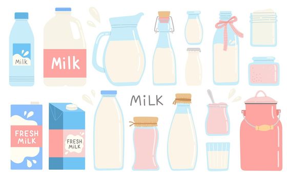 Milk dairy set for National dairy month, vector