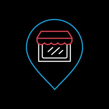 Supermarket store front pin map icon