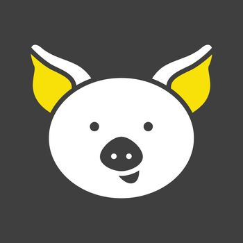 Pig glyph icon. Farm animal vector illustration