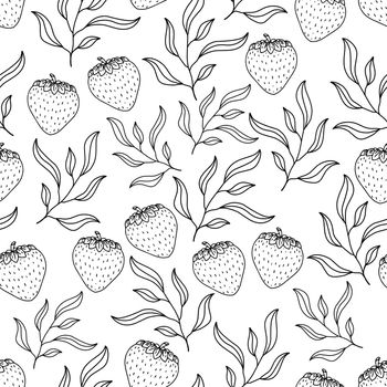 seamless pattern hand drawn doodle strawberry berries